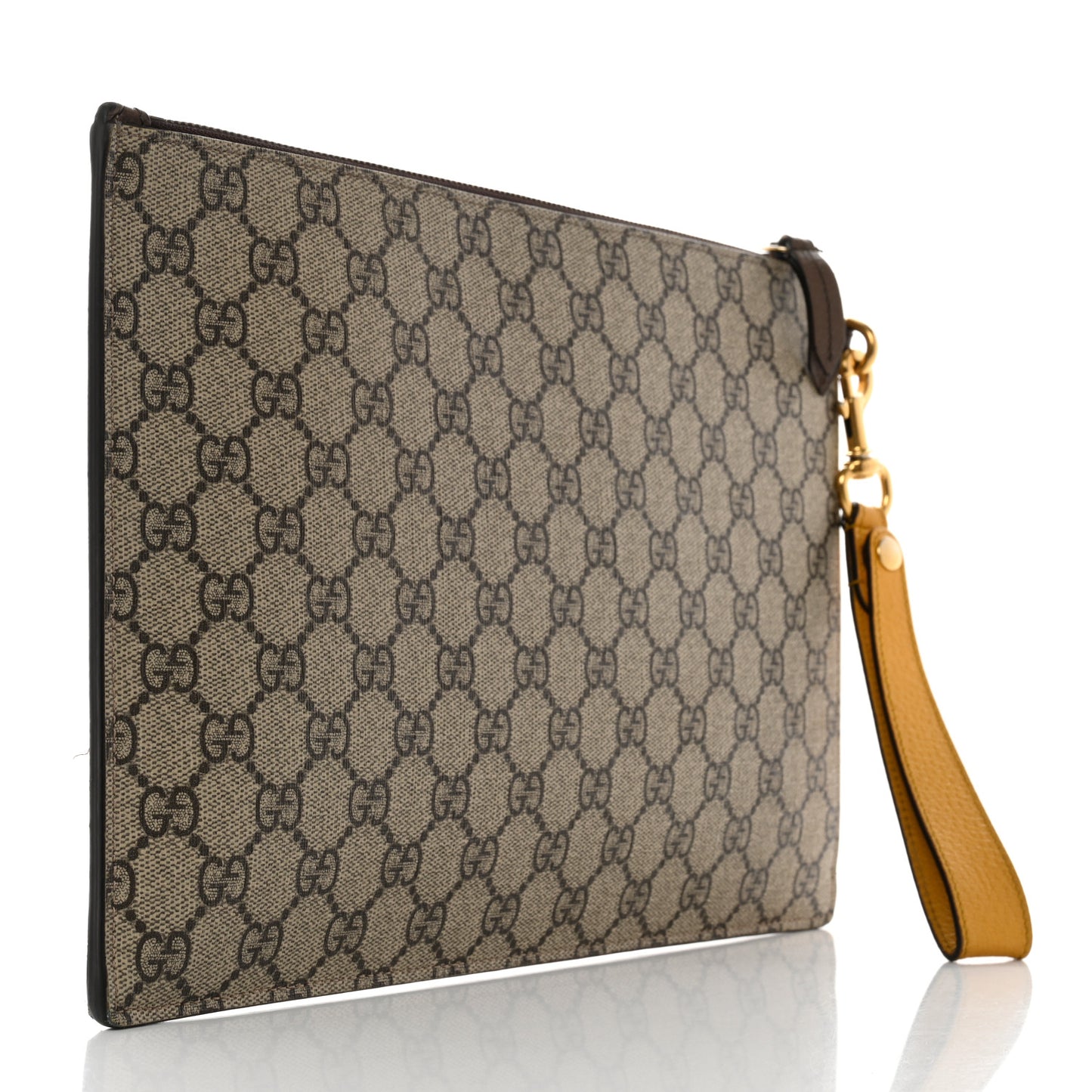 GG Supreme Monogram Neo Vintage Zip Wristlet Pouch Beige New Acero Crop