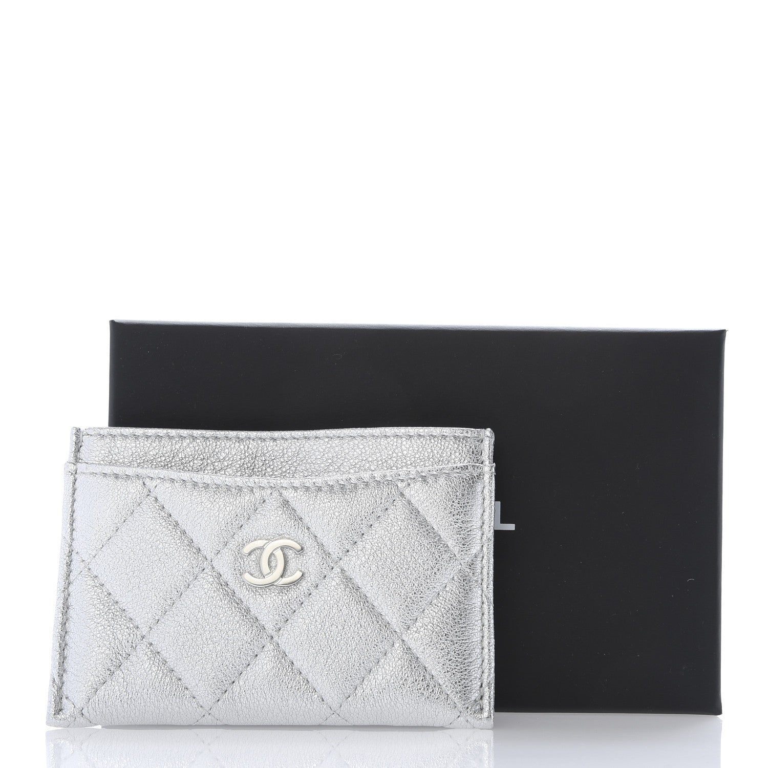 Chanel Metallic Lambskin Quilted Card Holder Silver 11 of 11