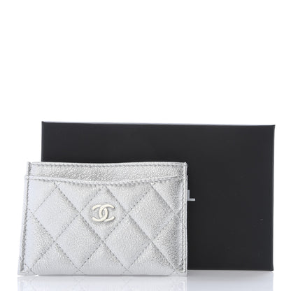 Chanel Metallic Lambskin Quilted Card Holder Silver 11 of 11