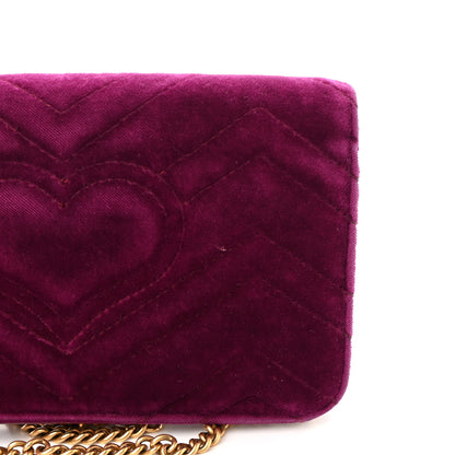 Gucci Velvet Matelasse GG Marmont Mini Bag Fuchsia Violet Cyclamen 16 of 18