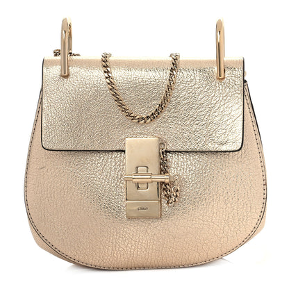 Chloe Metallic Goatskin Mini Drew Shoulder Bag Pale Gold 1 of 12