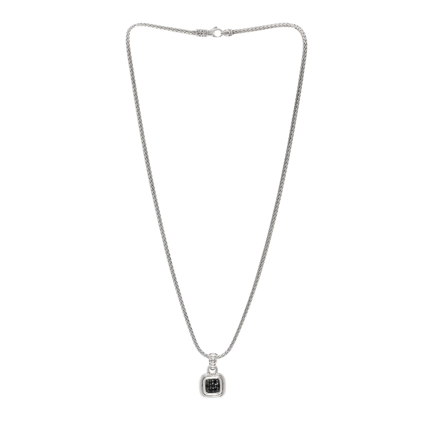 Sterling Silver Black Sapphire Classic Chain Pendant Necklace