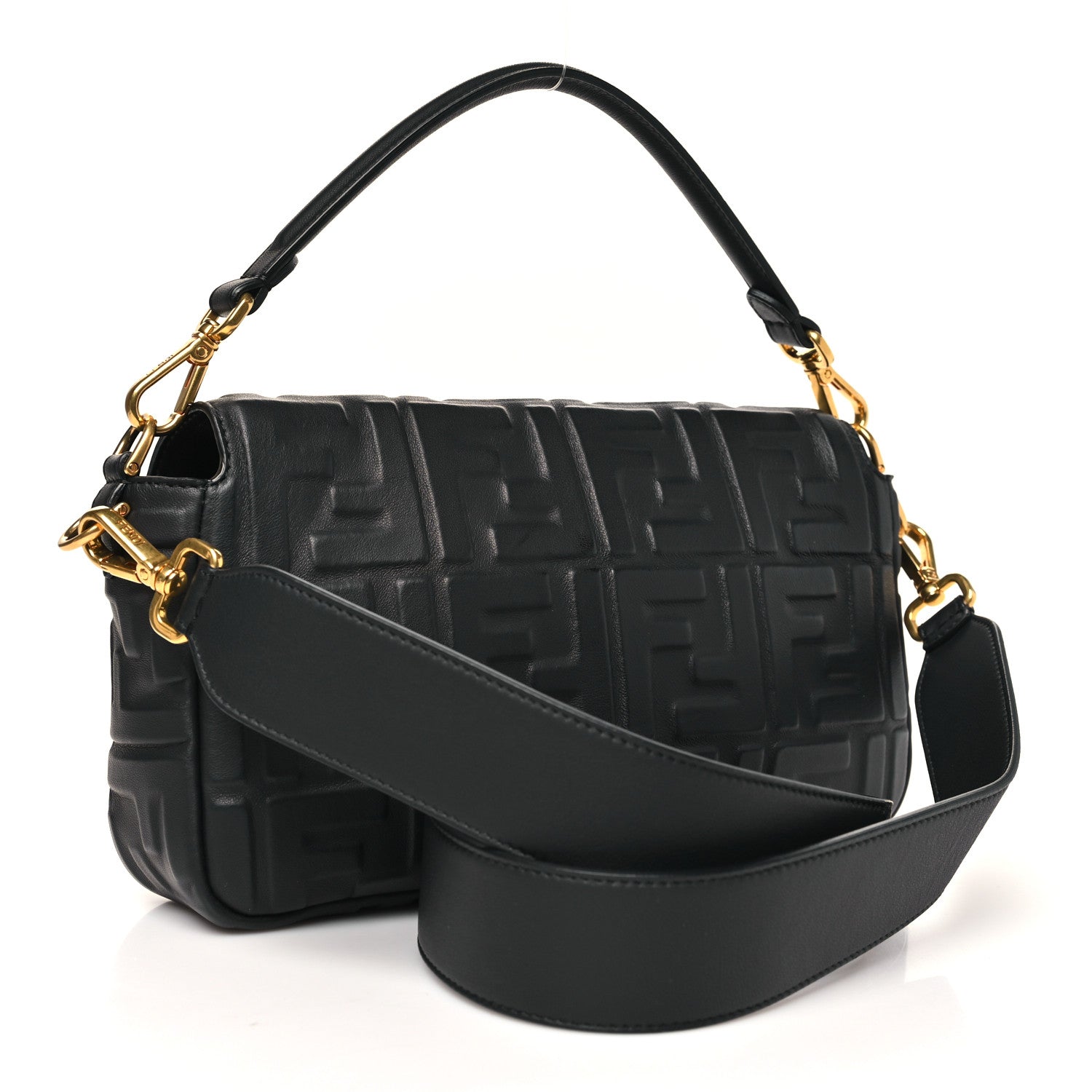 Fendi Nappa FF 1974 Embossed Baguette Black 3 of 10