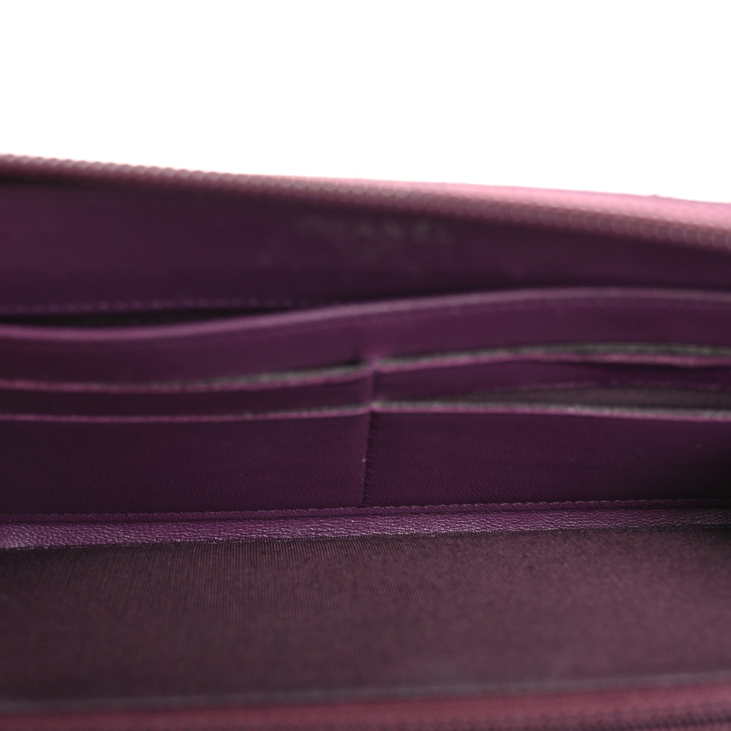 Lambskin Quilted Boy Zip Around Wallet Purple