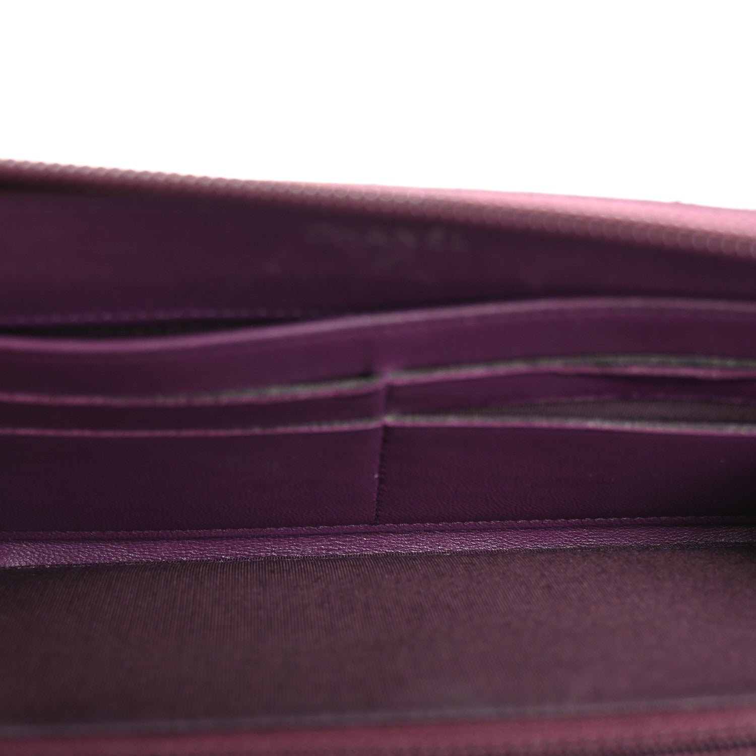 Chanel Lambskin Quilted Boy Zip Around Wallet Purple 5 of 9
