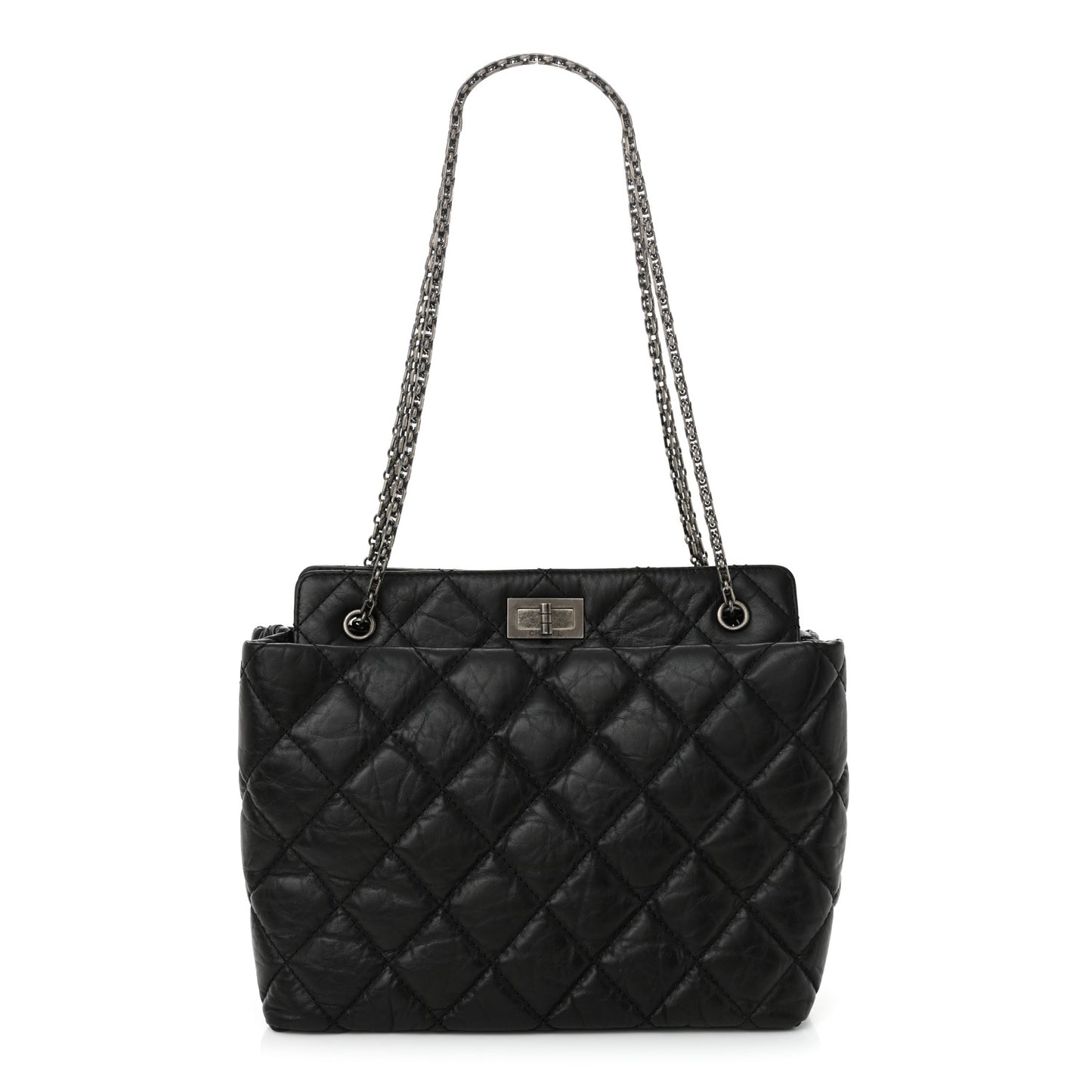 Aged Calfskin Quilted Reissue 2.55 Tote Black