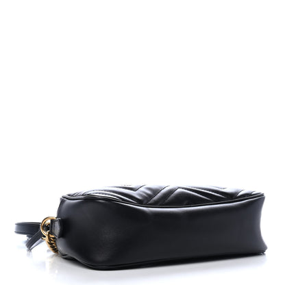 Gucci Calfskin Matelasse Small GG Marmont Chain Shoulder Bag Black 3 of 4