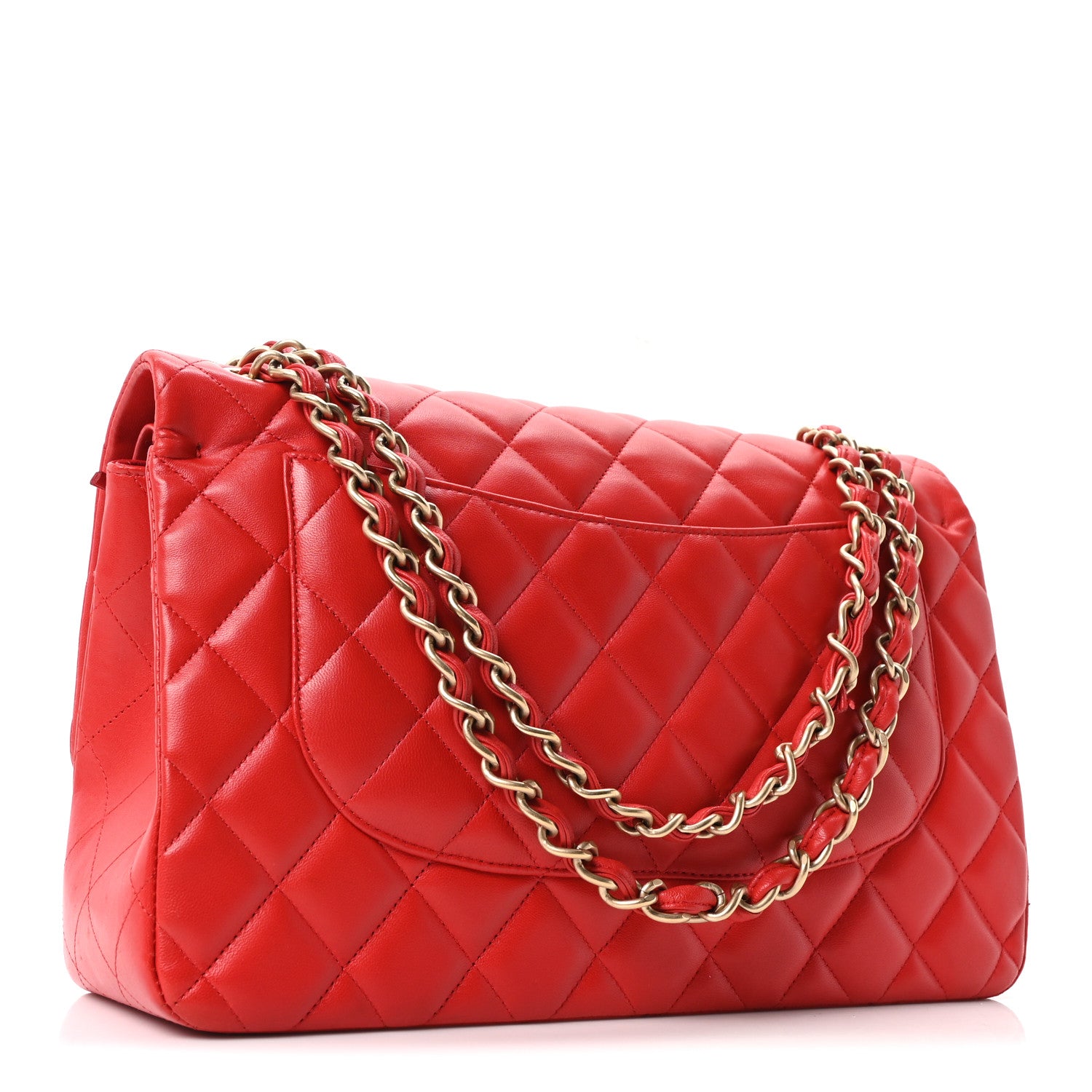 Chanel Lambskin Quilted Jumbo Double Flap Red 1871107 – FASHIONPHILE