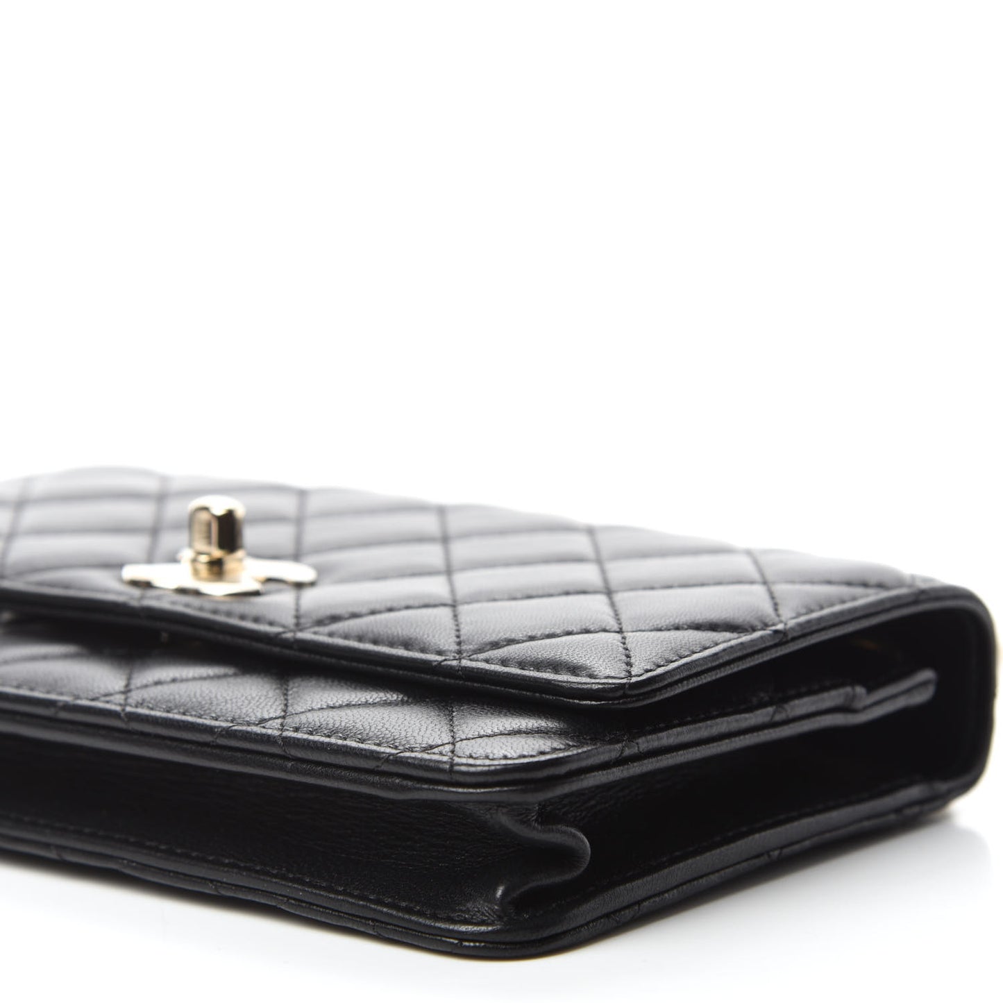 Lambskin Quilted Trendy CC Wallet On Chain WOC Black