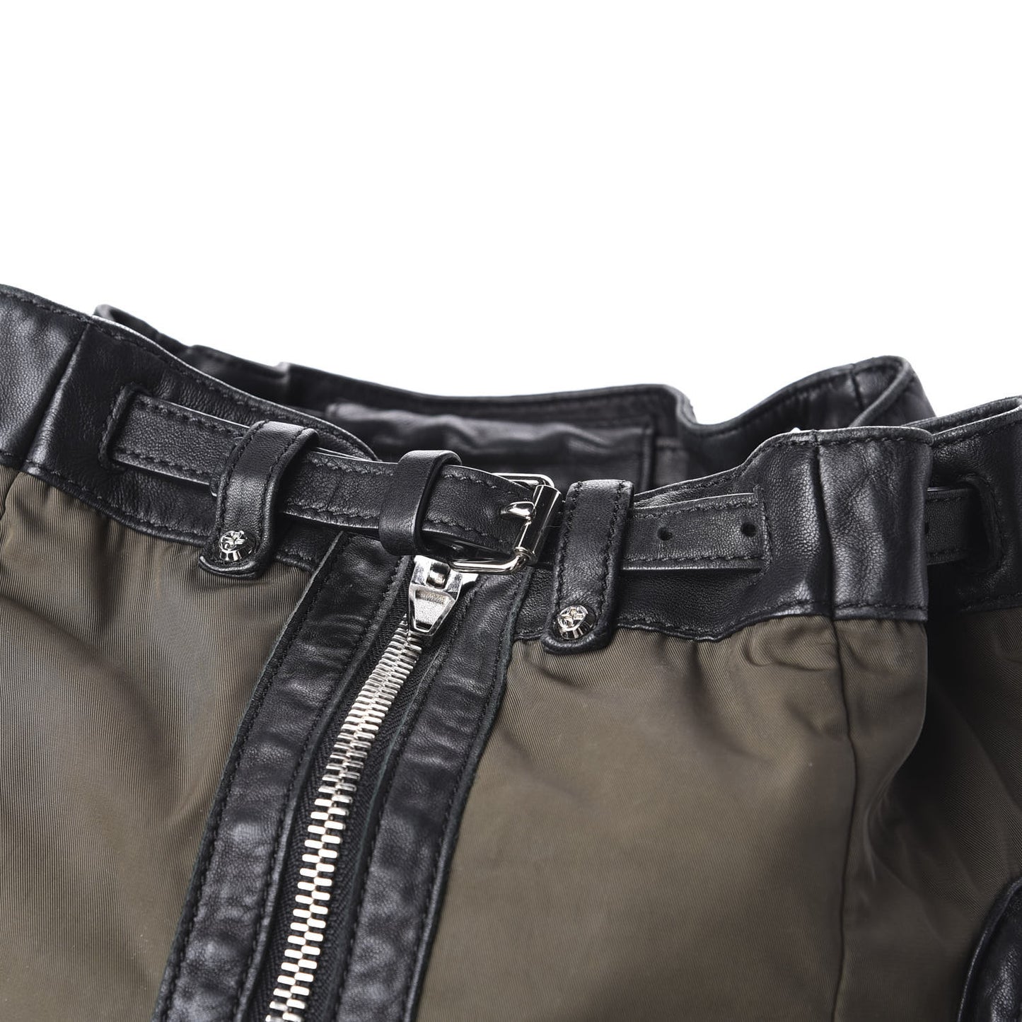 Lambskin Nylon Marti Backpack Military Green Nickel Hardware