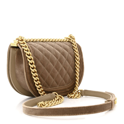 Chanel Velvet Quilted Small Boy Messenger Bag Beige 3 of 10