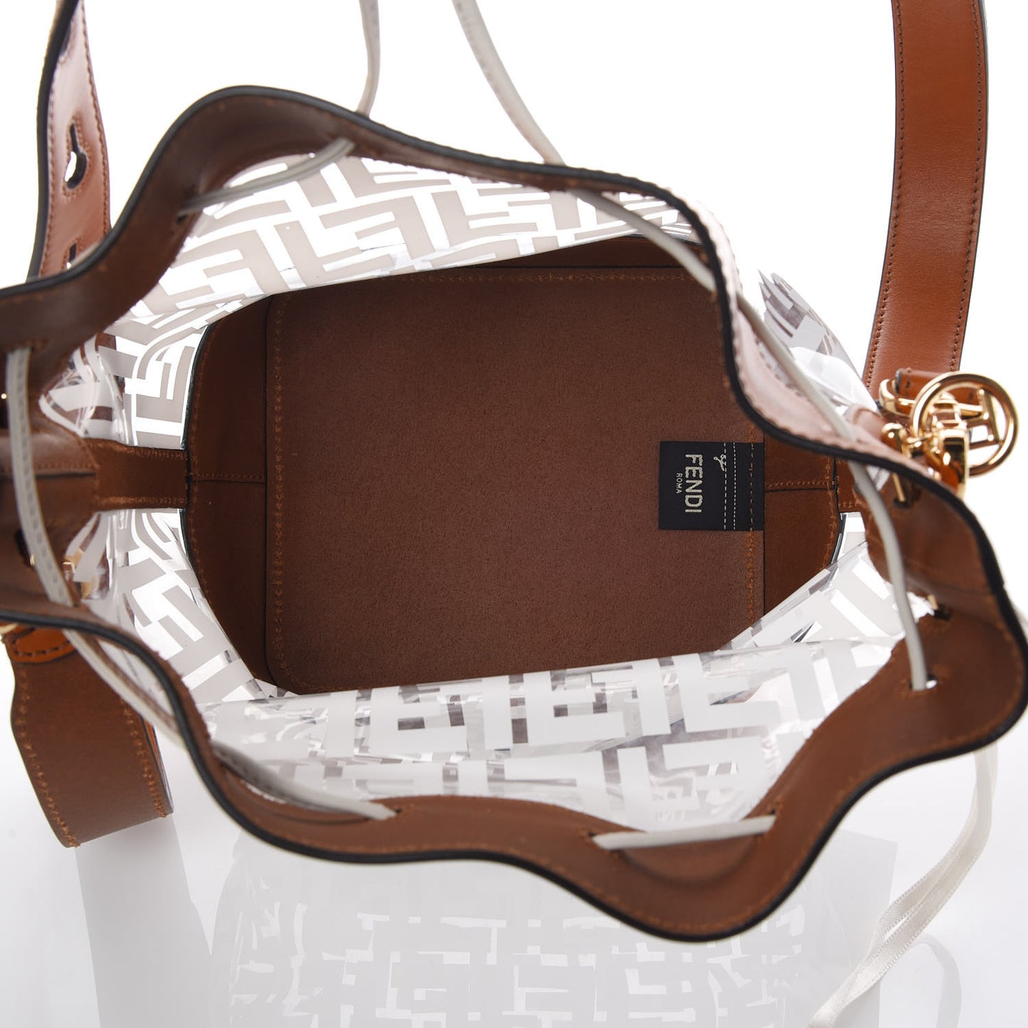 TPU FF Vitello Aura F is Fendi Grande Mon Tresor Bucket Bag White Cuoio