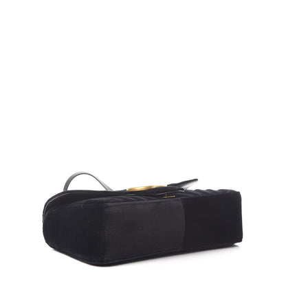 Gucci Velvet Matelasse Small GG Marmont Shoulder Bag Black 4 of 10