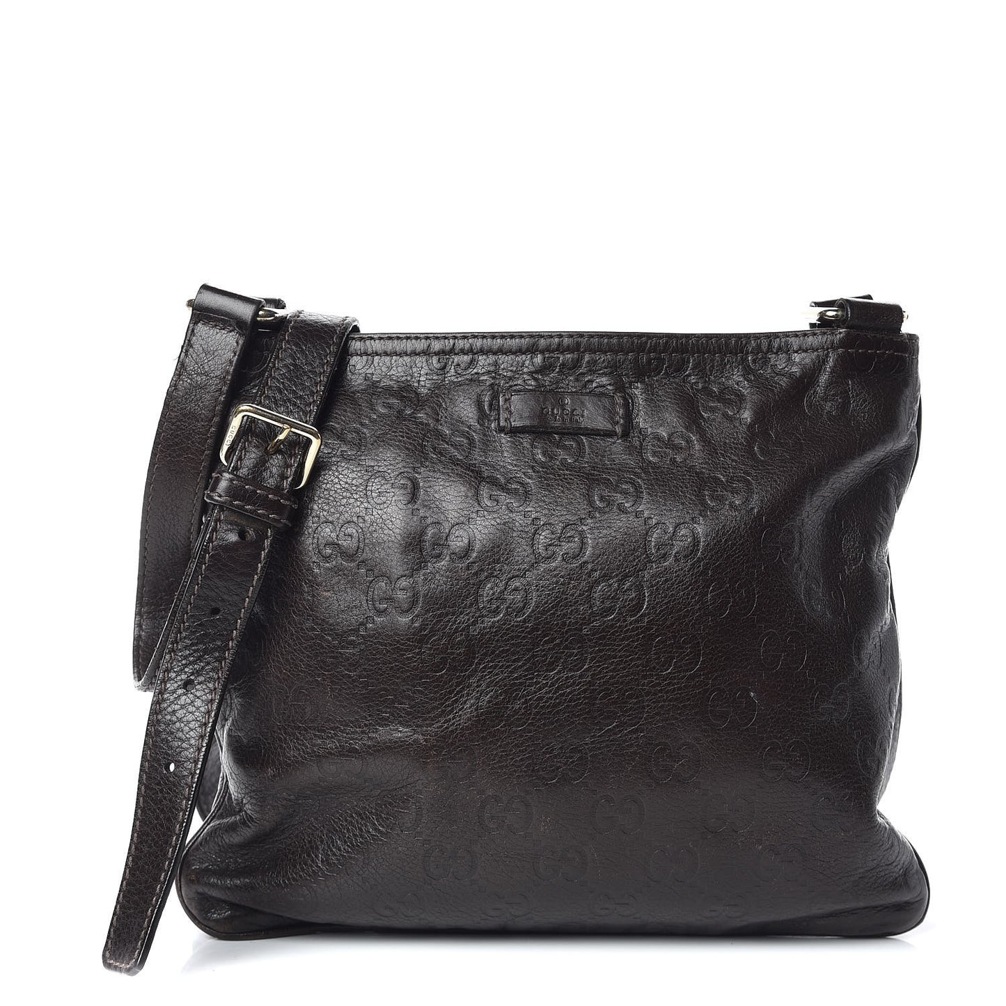 Guccissima Small Flat Messenger Bag Dark Brown