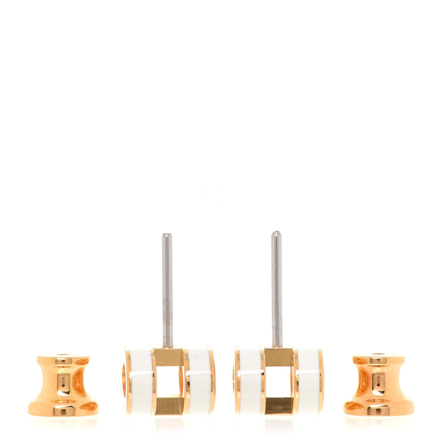 Hermes Gold Lacquered Mini Pop H Earrings White 3 of 6
