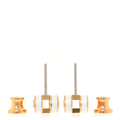Hermes Gold Lacquered Mini Pop H Earrings White 3 of 6