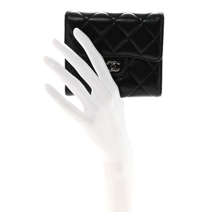 Chanel Lambskin Quilted Compact Flap Wallet Black 2 of 9