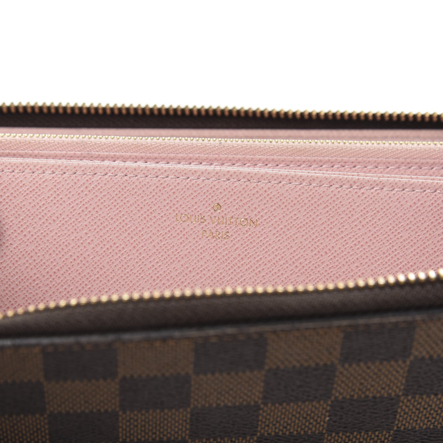 Damier Ebene Zippy Wallet Rose Ballerine