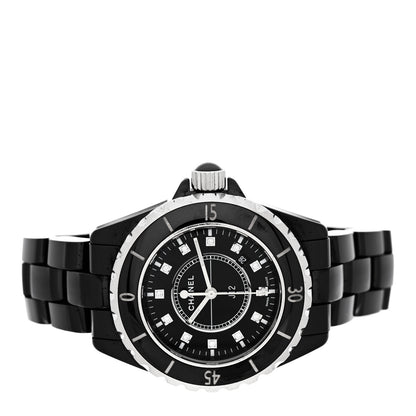 Chanel Stainless Steel Ceramic Diamond 33mm J12 Quartz Watch Black 2 of 4