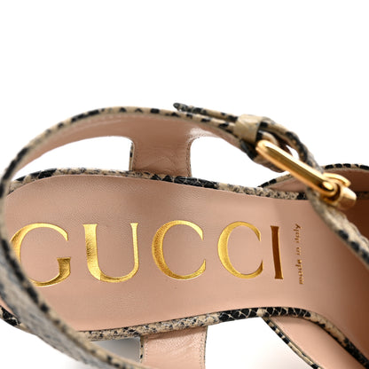 Gucci Calfskin Snakeskin Print Horsebit 40/135mm Platform Sandals 40 Beige Avana 6 of 10