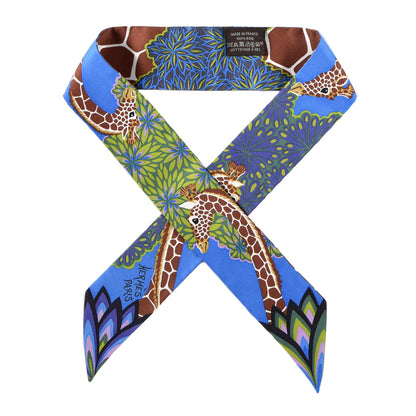 Hermes Silk The Three Graces Twilly Bleu Vert Marron 1 of 4