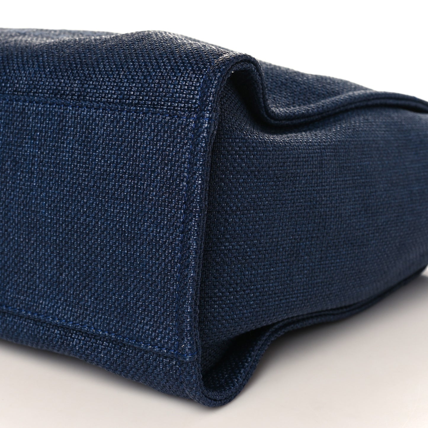 Woven Straw Raffia Medium Deauville Tote Navy