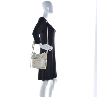Gucci Azalea Sakai Calfskin Horsebit 1955 Drawstring Bucket Bag Mystic White 2 of 14