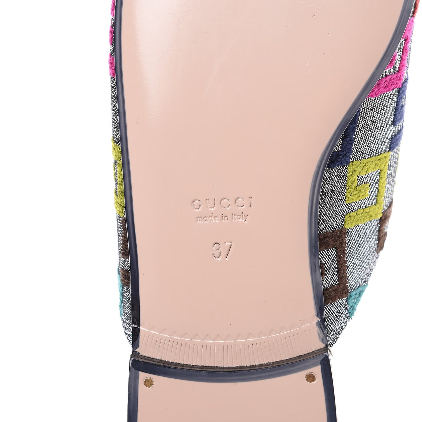Velvet Lurex Square G Womens Princetown Slippers 37 Silver Multicolor