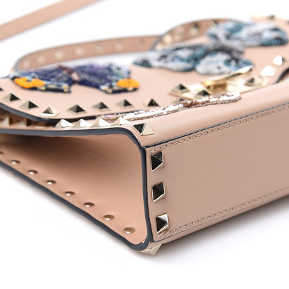 Valentino Garavani Calfskin Butterfly Embroidered Medium Rockstud Flip Lock Crossbody Bag Skin Sorbet 7 of 14