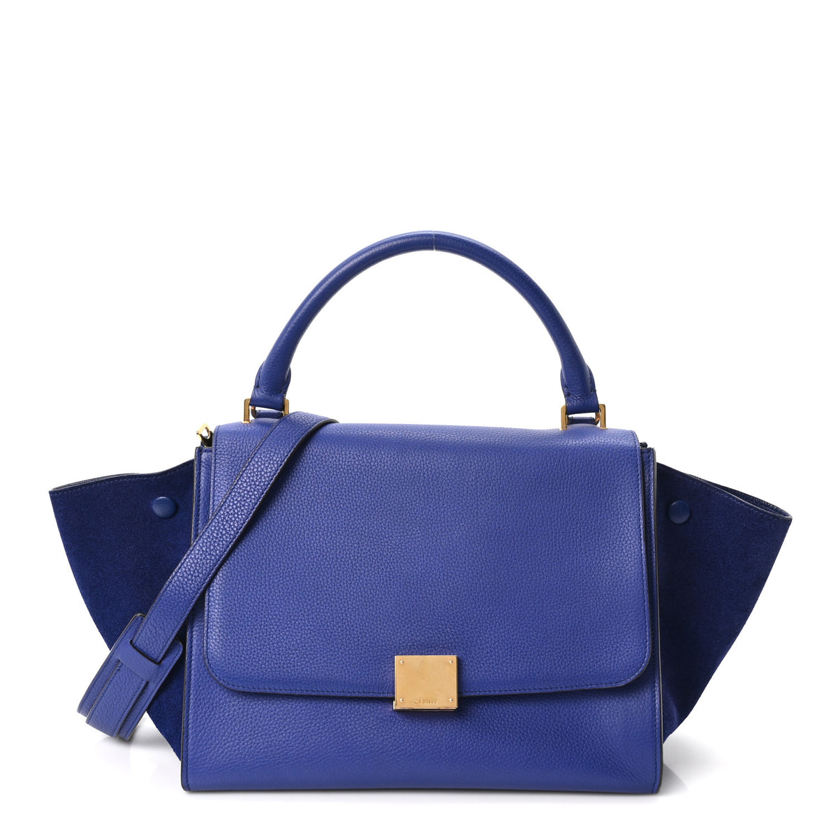 Celine Drummed Calfskin Suede Small Trapeze Indigo 1 of 9