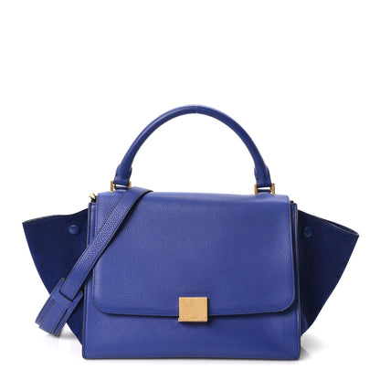 Celine Drummed Calfskin Suede Small Trapeze Indigo 1 of 9