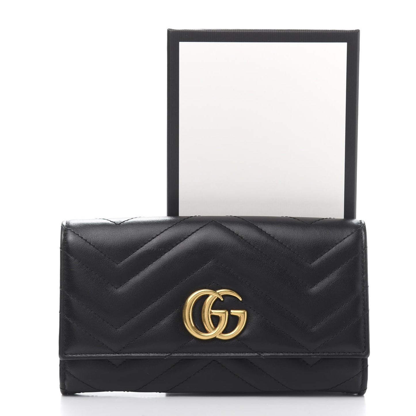 Calfskin Matelasse GG Marmont Continental Wallet Black