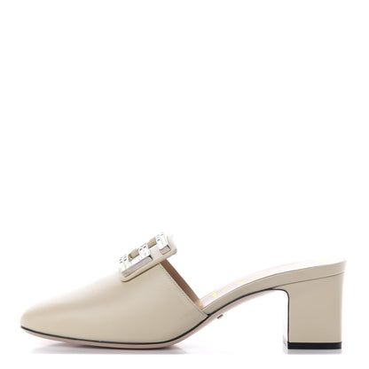 Gucci Malaga Kid Crystal Square G Madelyn Mules 40 Vintage White 1 of 10