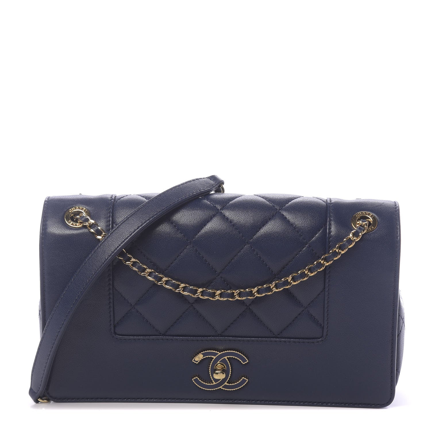 Chanel Sheepskin Quilted Medium Vintage Mademoiselle Flap Dark Navy 1 of 13