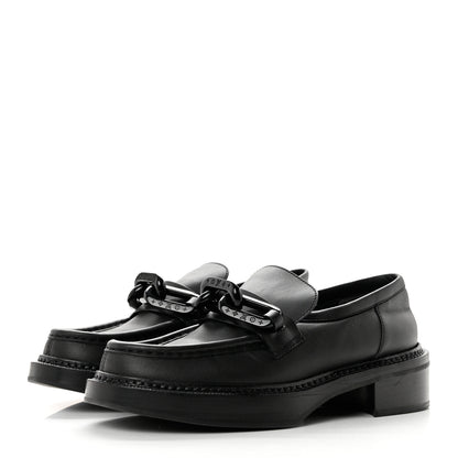 Louis Vuitton Calfskin Oversized Chain Academy Loafers 39.5 Black 3 of 8