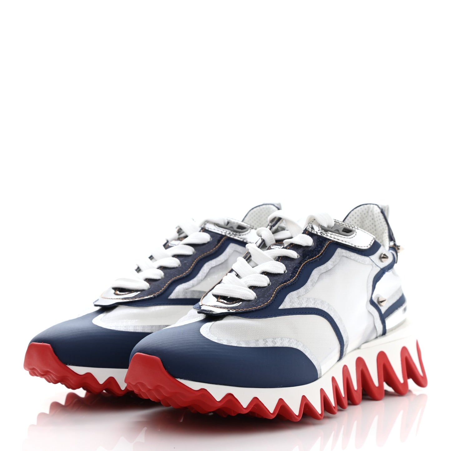 Patent Mesh Denim Rete Sharkina Flat Sneakers 38 Blue White