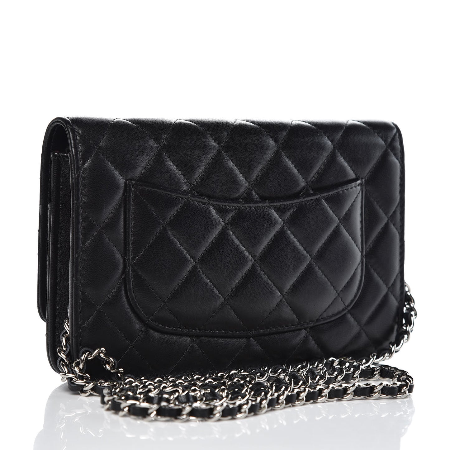 Lambskin Quilted Wallet On Chain WOC Black