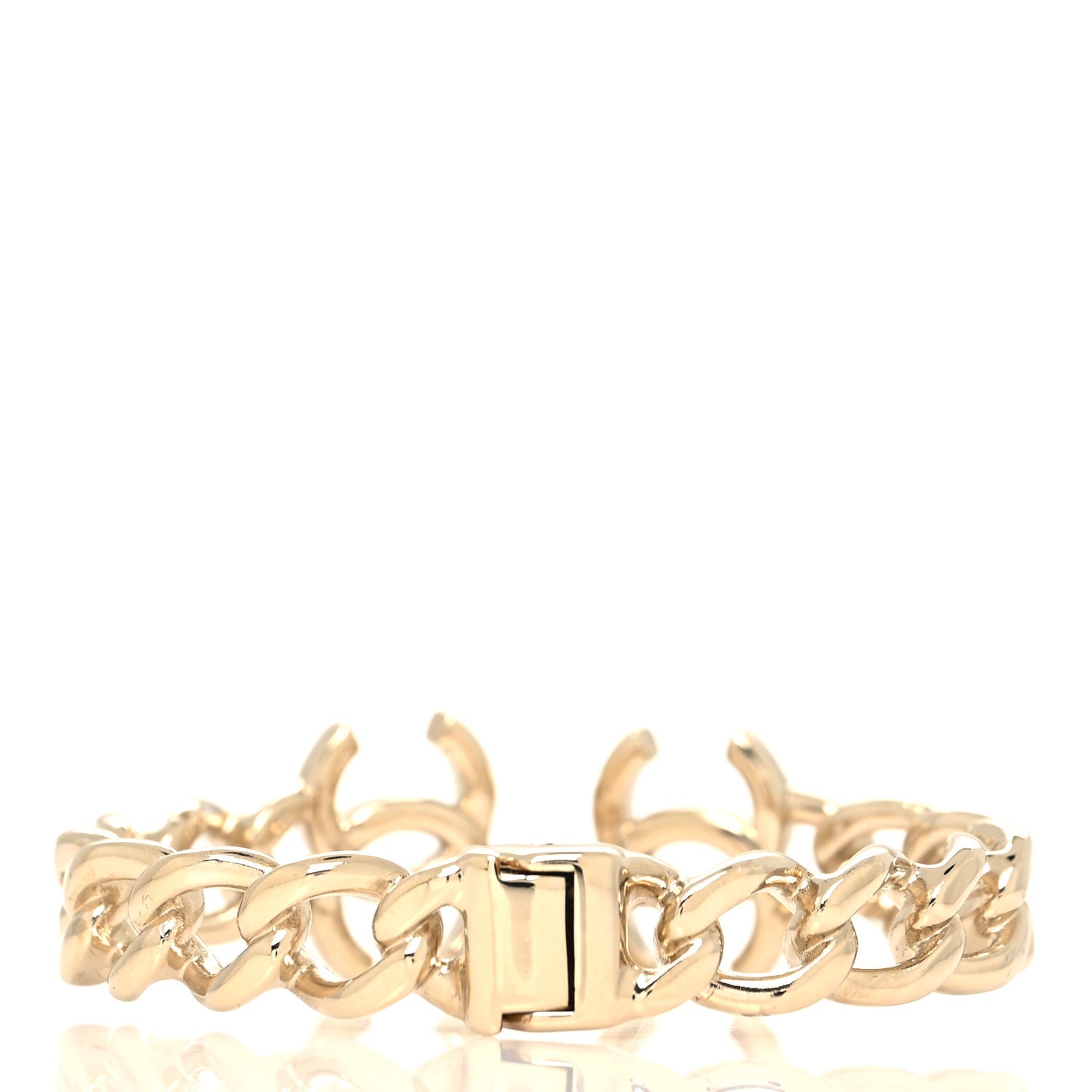 Metal CC Chain Link Cuff Bracelet Gold
