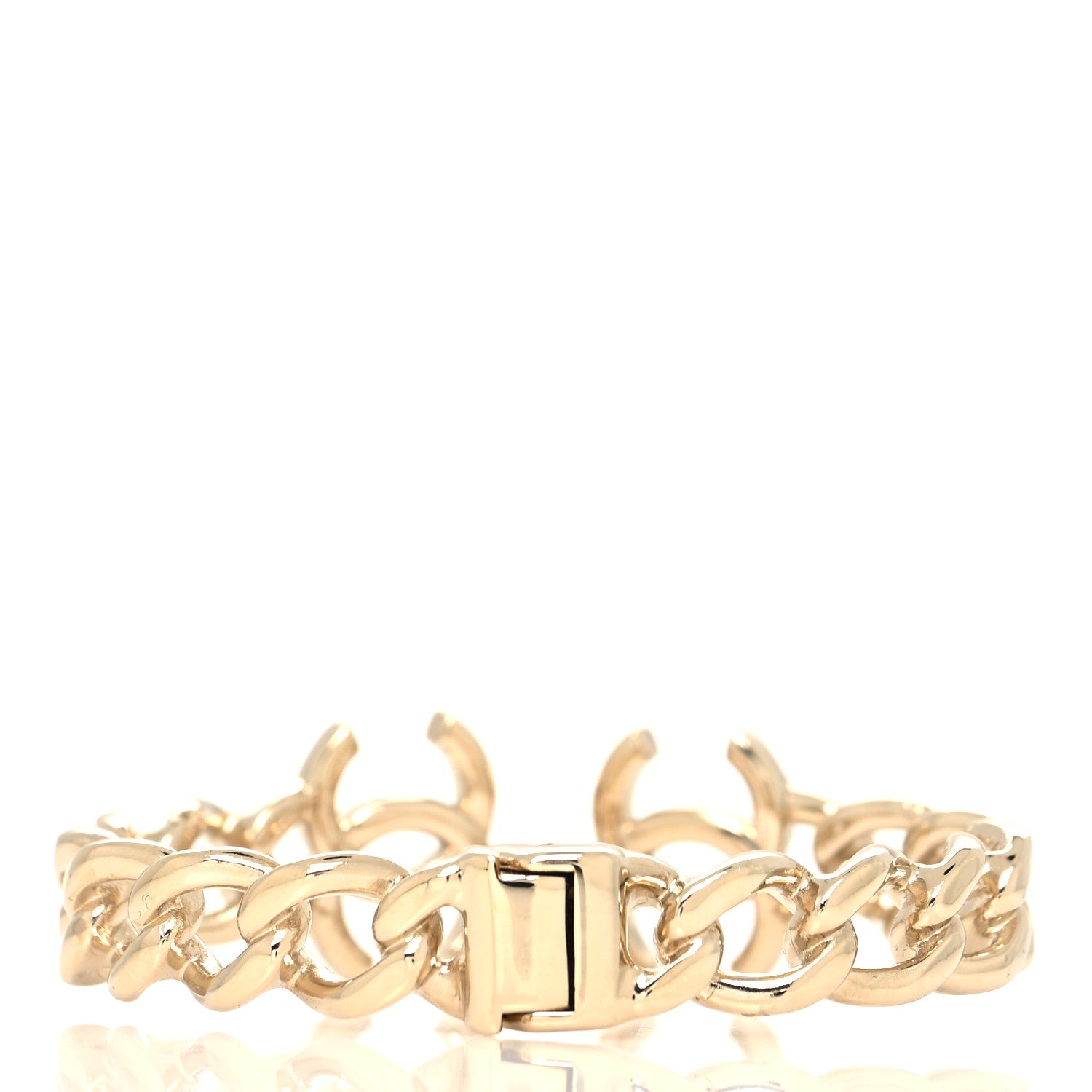 Chanel Metal CC Chain Link Cuff Bracelet Gold 3 of 4