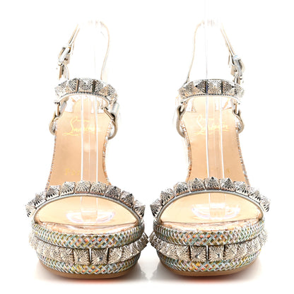 Christian Louboutin Liege Laser Wavy Pira Ryad 110 Wedge Sandals 38 Silver 3 of 8