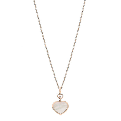 Chopard 18K Rose Gold Diamond Mother of Pearl Happy Hearts Necklace 1 of 6