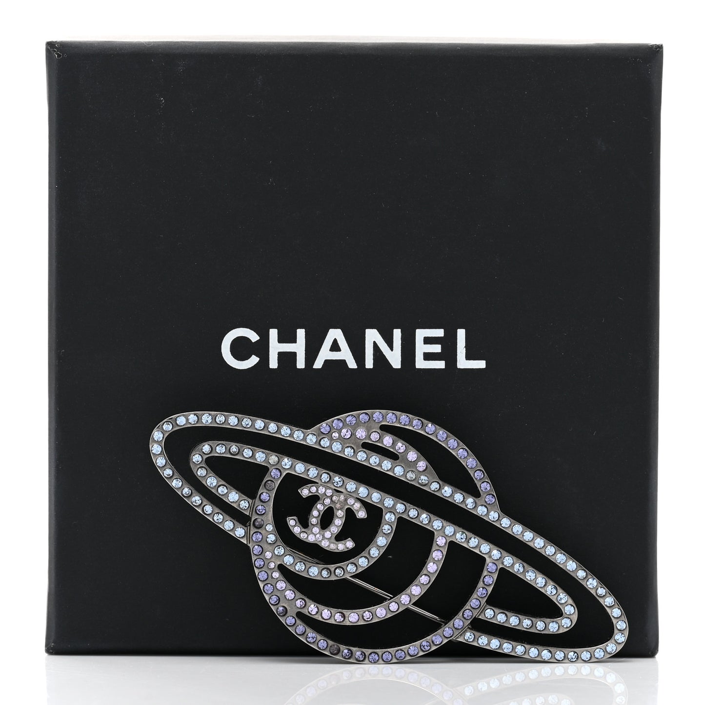 Crystal CC Planet Brooch Purple Light Blue Silver