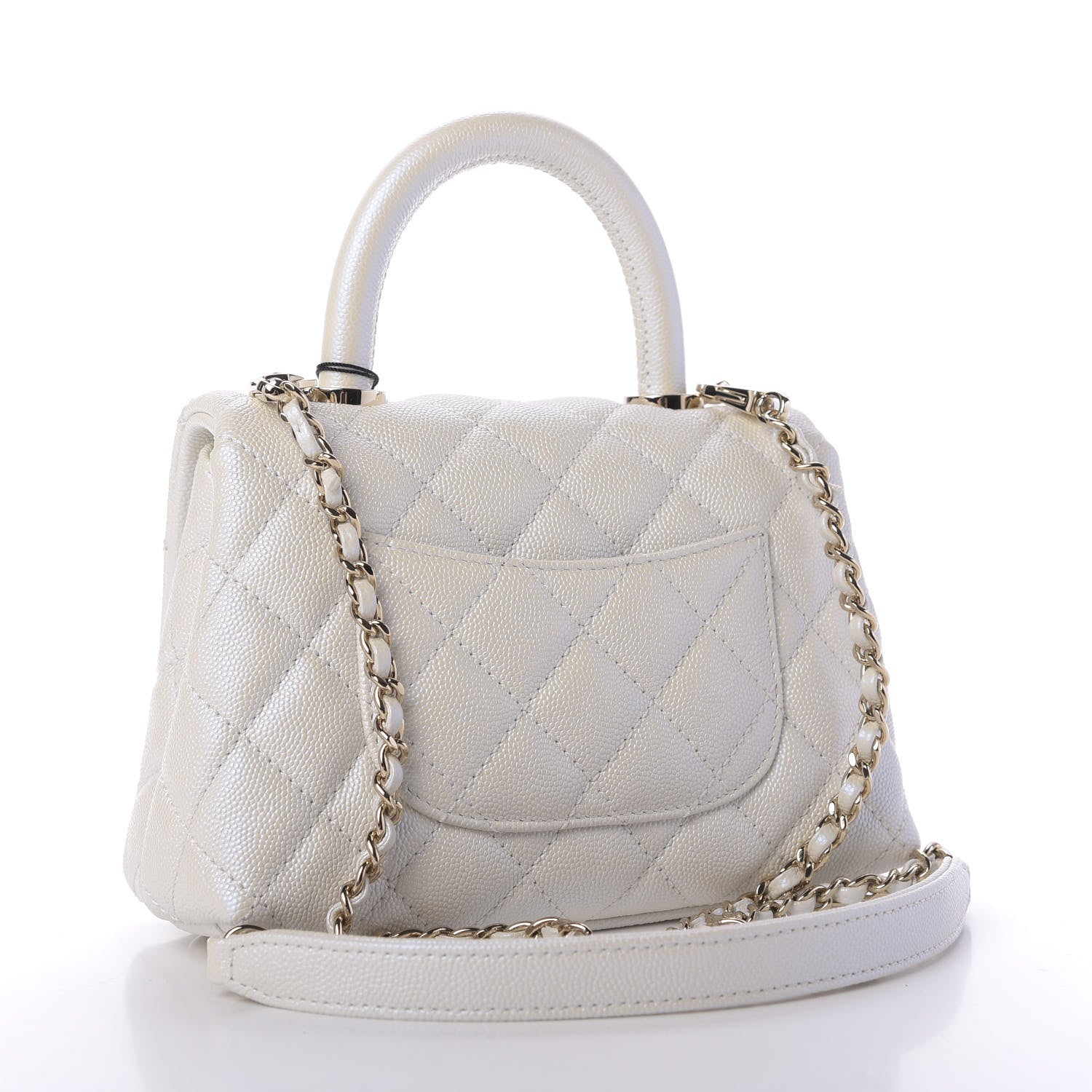 Chanel Iridescent Caviar Quilted Extra Mini Coco Handle Flap Ivory 3 of 10