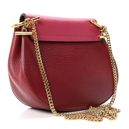 Chloe Grained Calfskin Lambskin Mini Bi-Color Drew Shoulder Bag Red 3 of 9