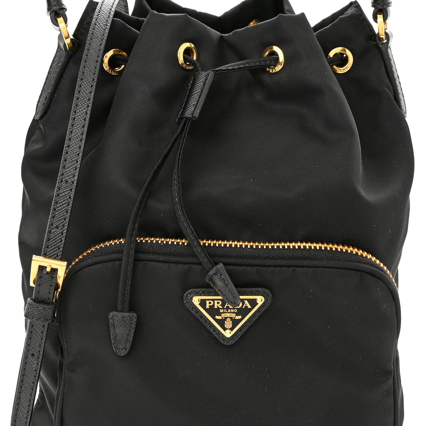 Re-Nylon Duet Drawstring Shoulder Bag Black