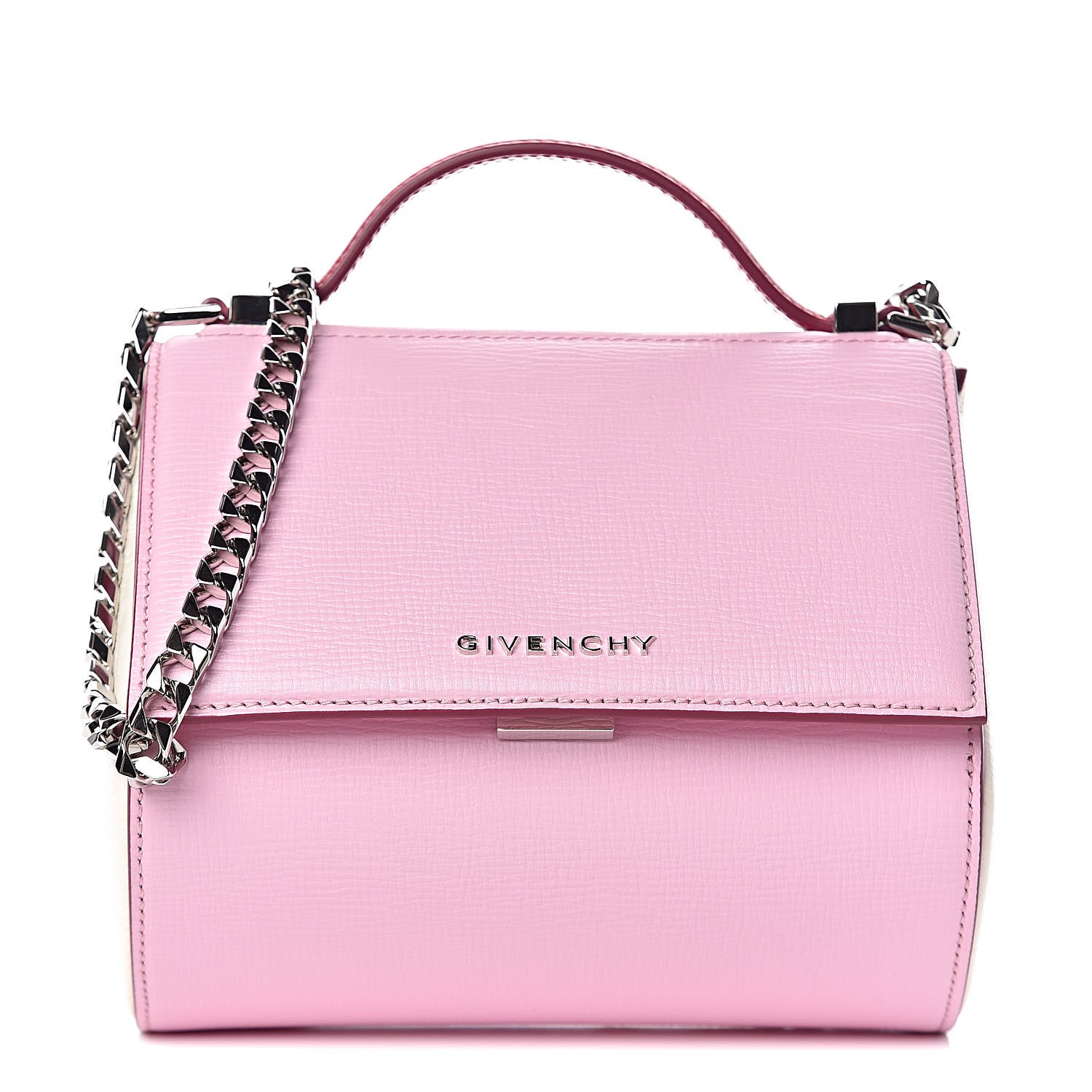 Givenchy Textured Calfskin Mini Pandora Box Chain Crossbody Bag Bright Pink 1 of 9