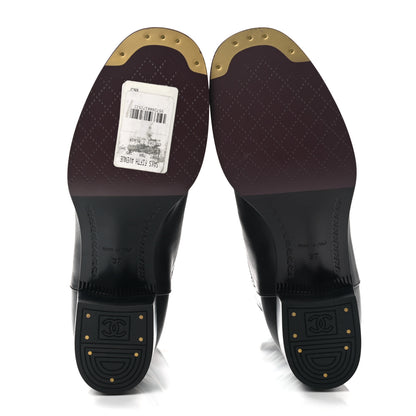 Chanel Shiny Calfskin Short CC Boots 37 Black 5 of 9