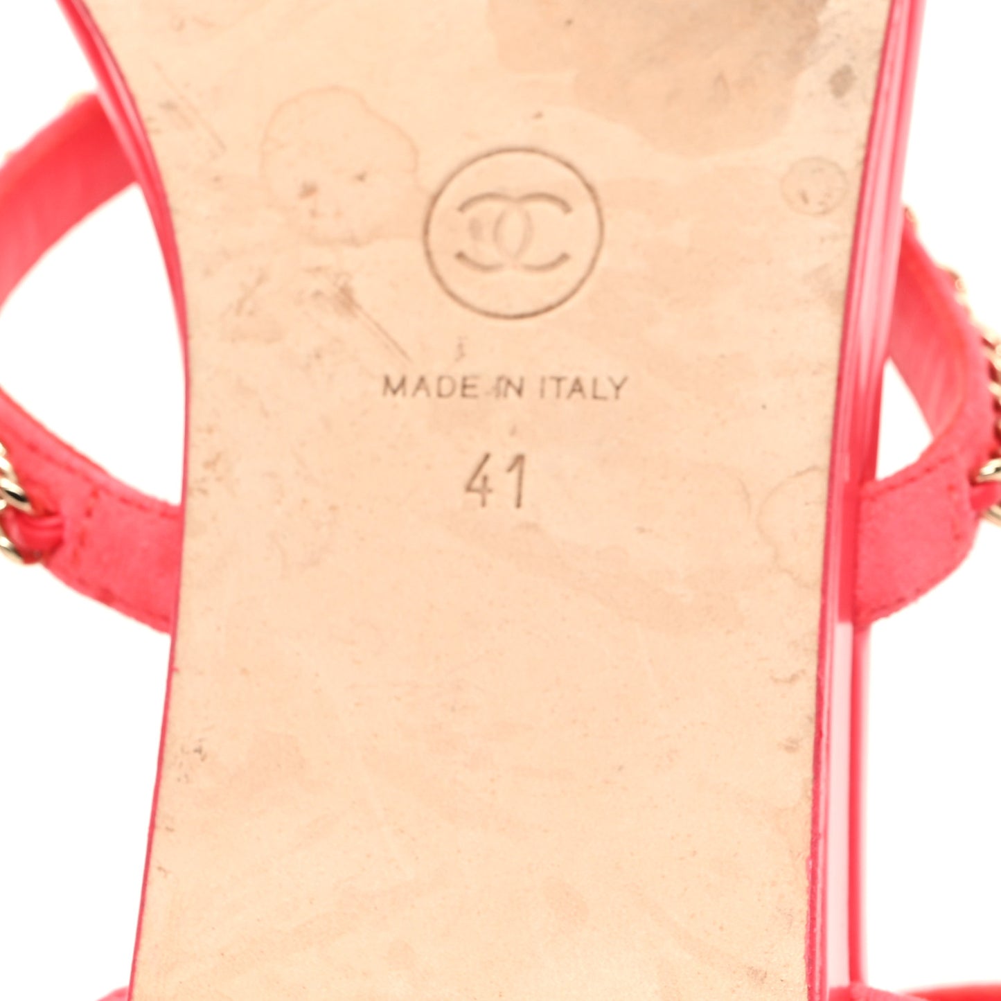 Suede Calfskin Chain Sandals 41 Fuchsia