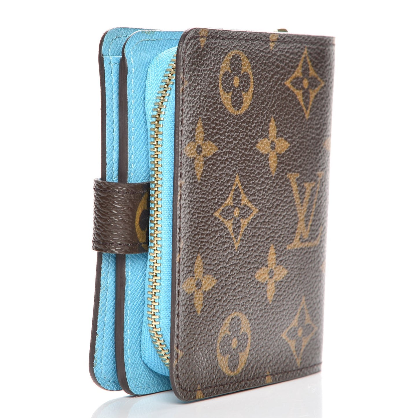Monogram Groom Compact Zip Wallet Blue