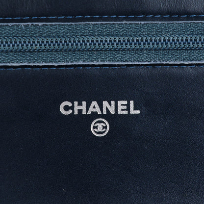 Chanel Aged Lambskin Quilted Reissue Wallet On Chain WOC Dark Blue 6 of 8